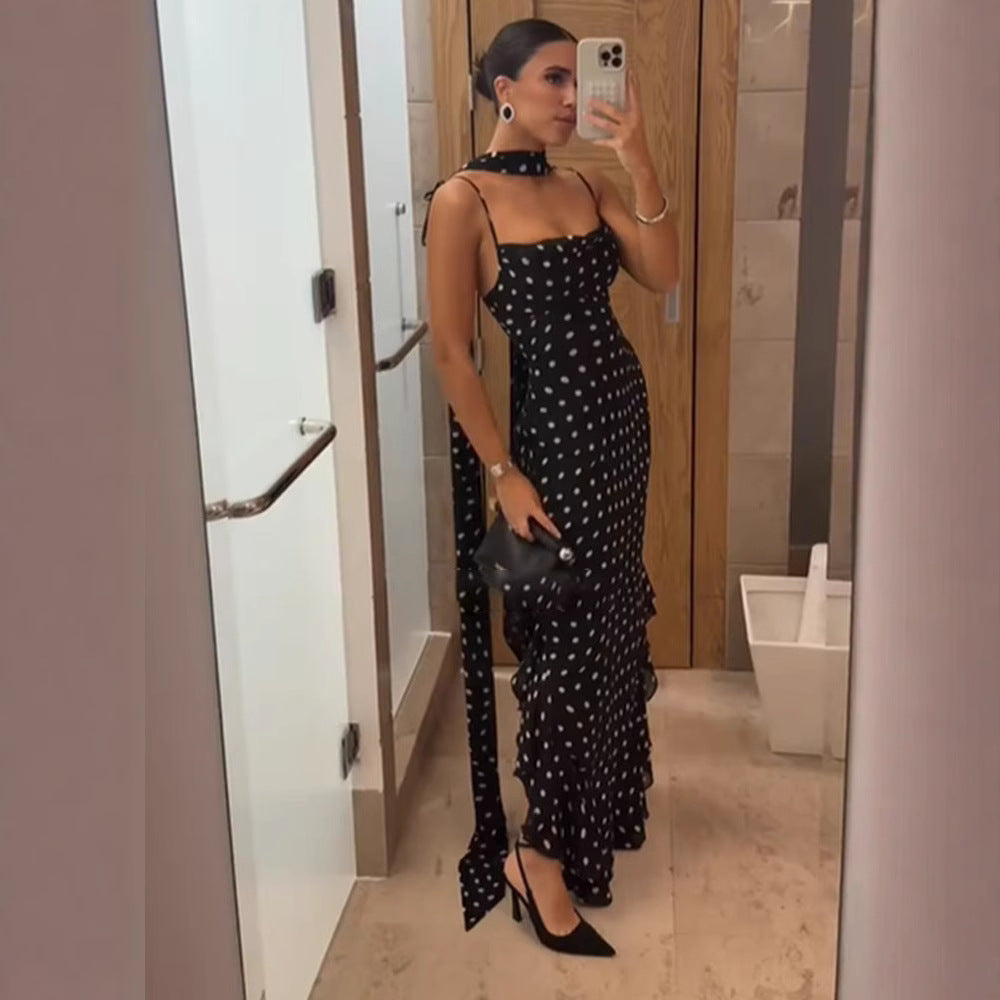 Elegant Polka Dot Maxi Dress For Women