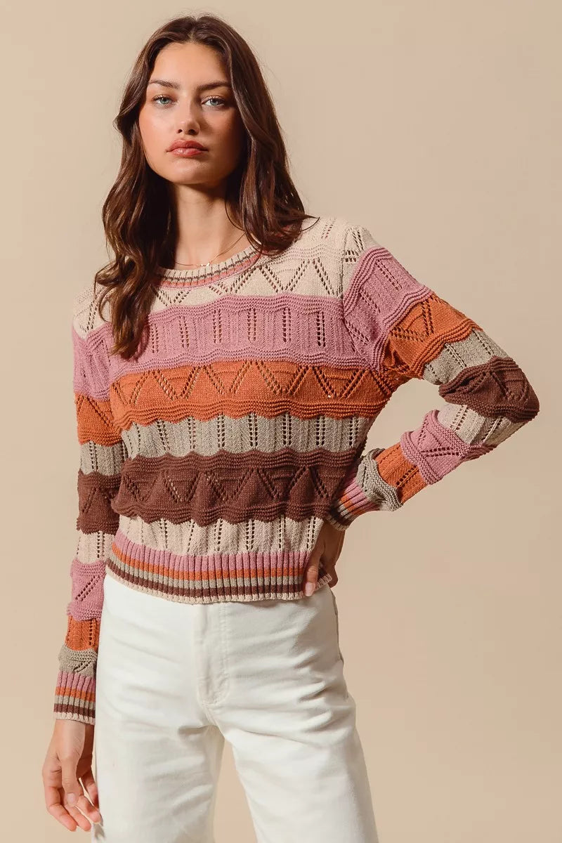 Jamie | Women's Striped Long Knit Sweater