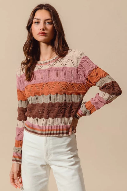 Jamie | Women's Striped Long Knit Sweater