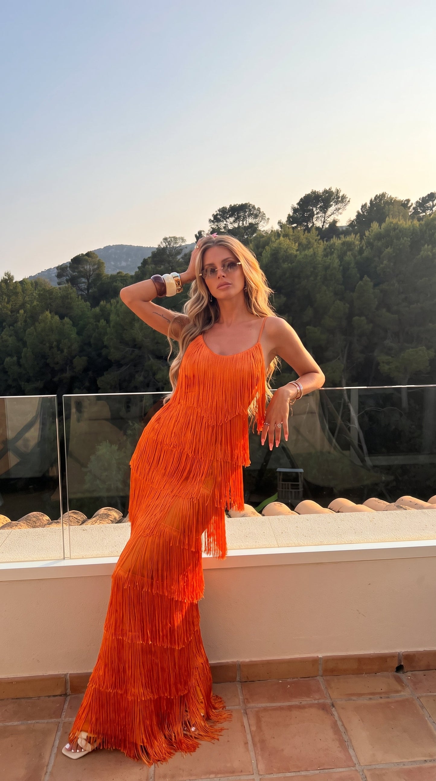 Lena | Flowing Orange Maxi Dress