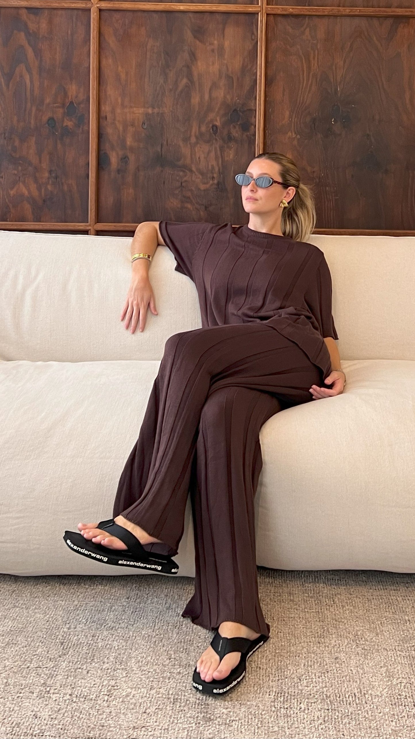 Bella | Wide Leg Ribbed Knit Pants