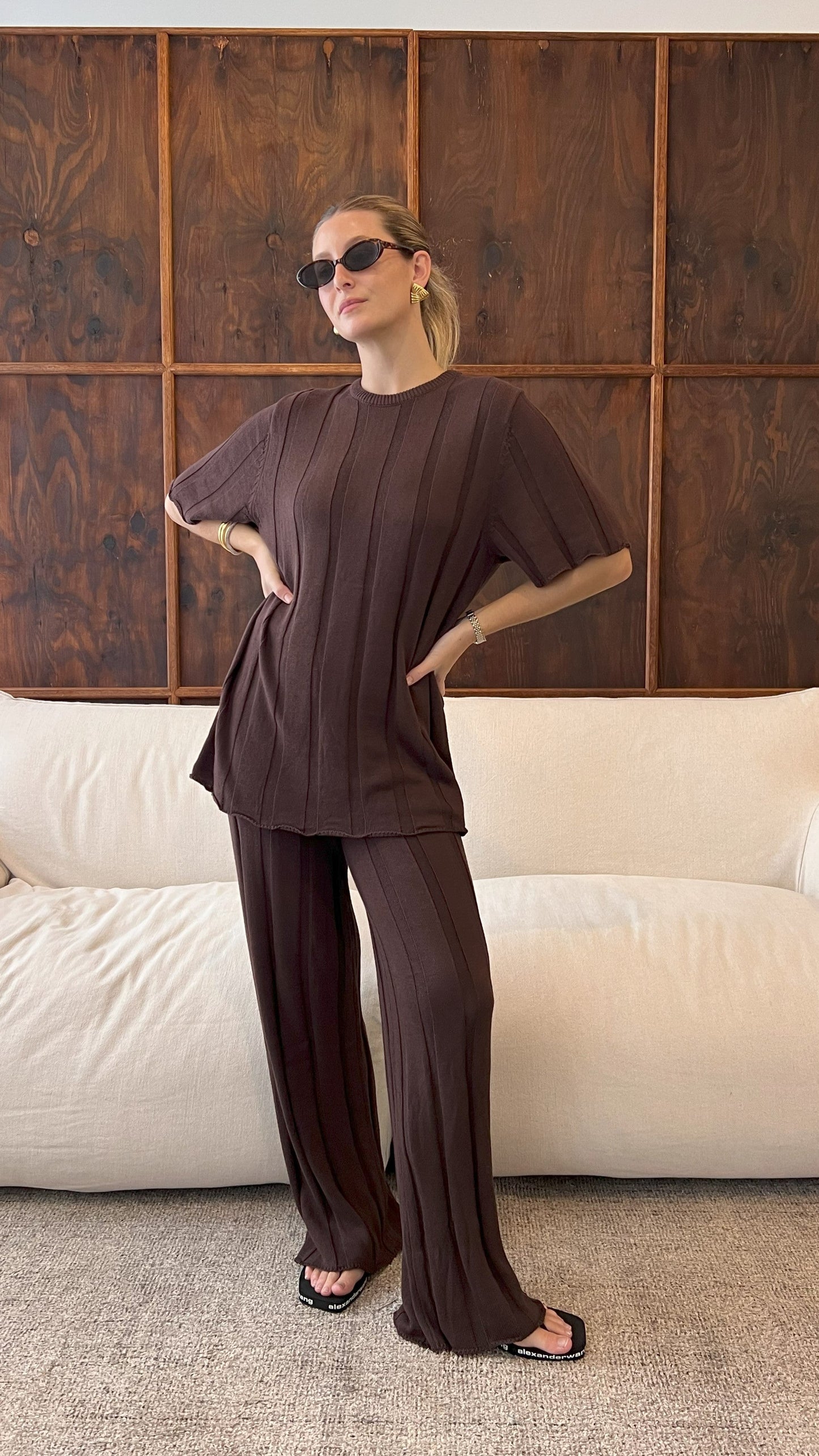 Bella | Wide Leg Ribbed Knit Pants