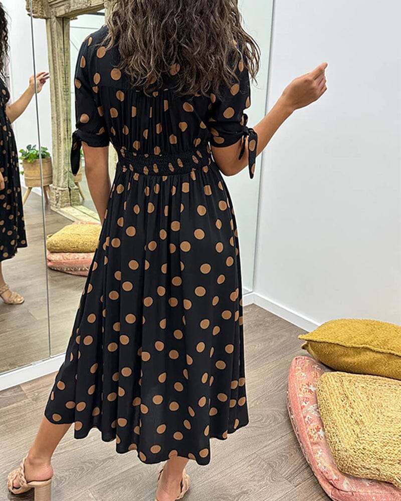 Vesna | Polka Dot Button-Front Relaxed Midi Dress