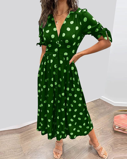 Vesna | Polka Dot Button-Front Relaxed Midi Dress