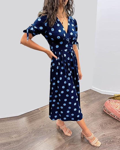 Vesna | Polka Dot Button-Front Relaxed Midi Dress