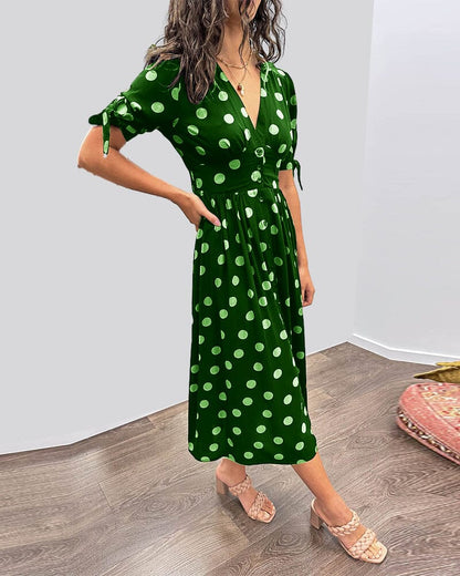 Vesna | Polka Dot Button-Front Relaxed Midi Dress