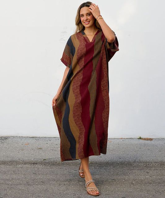 Harlow | Oversized Striped V-Neck Kaftan Maxi Dress