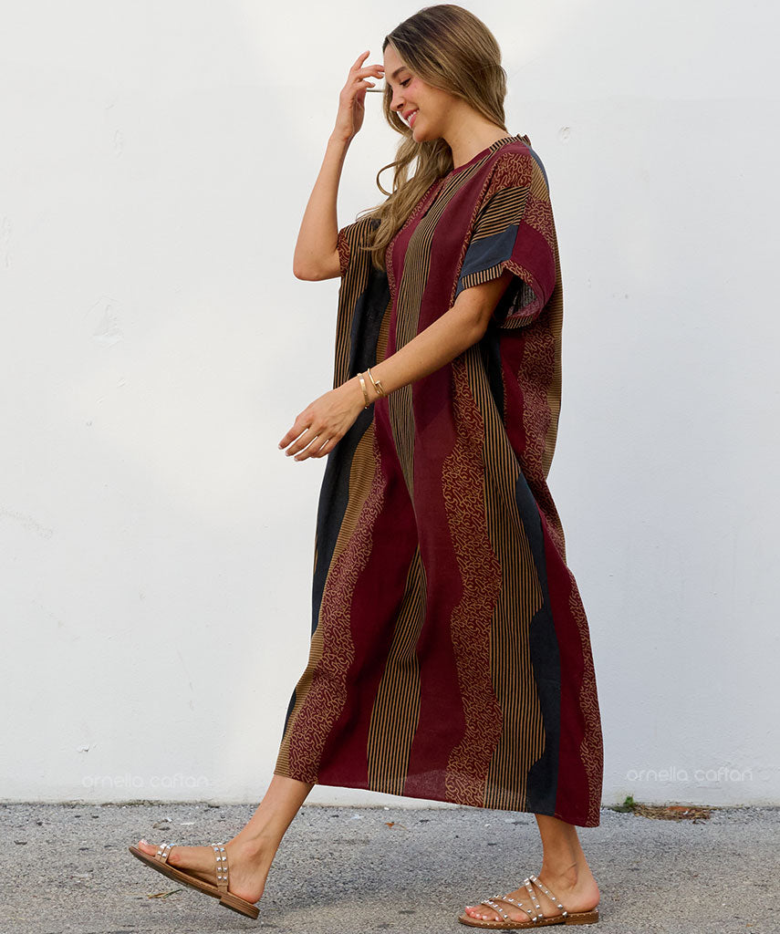 Harlow | Oversized Striped V-Neck Kaftan Maxi Dress