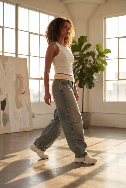 Sloane | Women's Baggy Wide Leg Jeans, Relaxed Denim