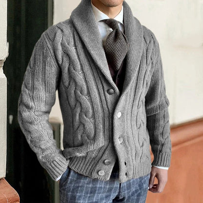 Kevin | Men's Shawl Collar Cable Knit Sweater