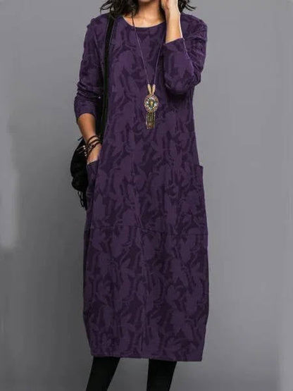 Cosy Long Sleeve Midi Dress With Pockets