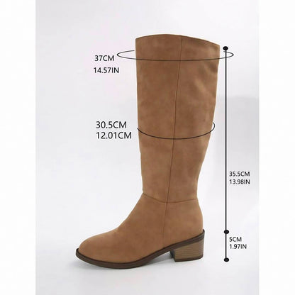 Juniper | Wide Calf Suede Knee High Block Heel Boots