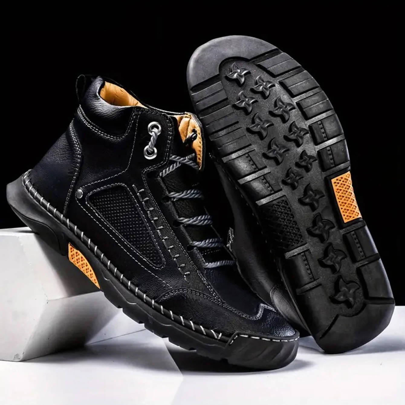 Men's Waterproof Leather Hiking Boots Arch Support