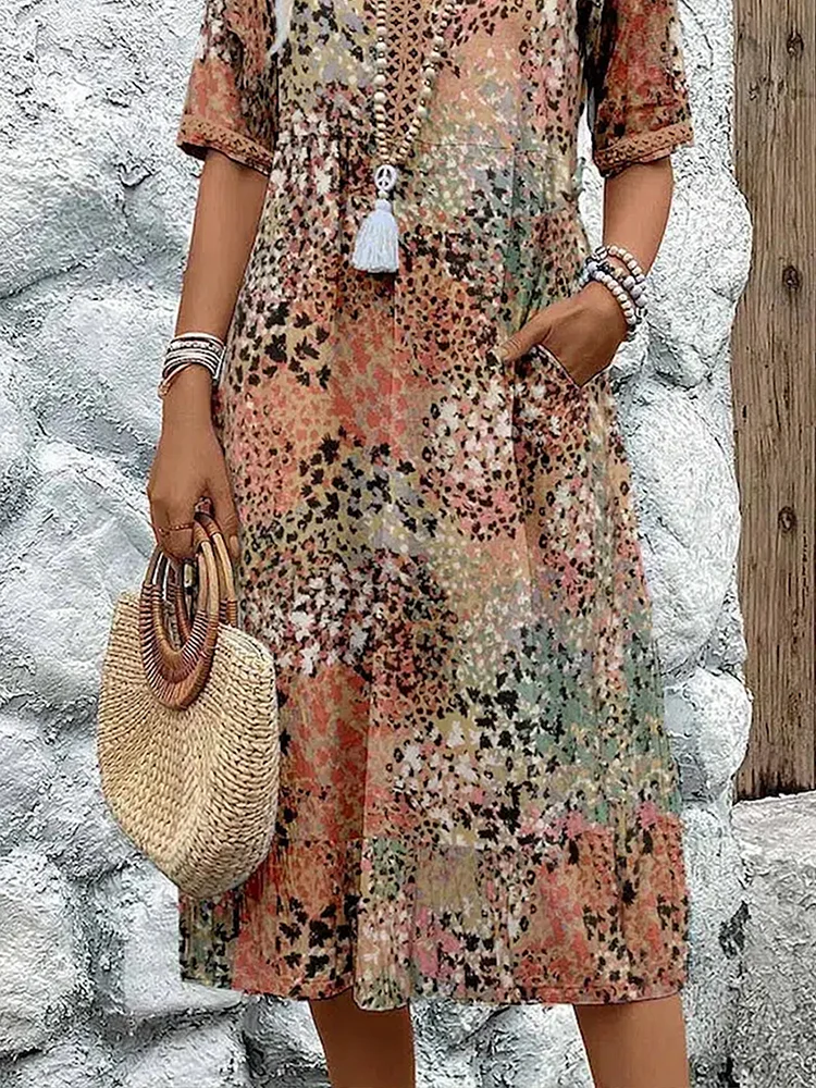 Tess | Floral V-Neck Cotton Shift Sun Dress