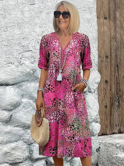 Tess | Floral V-Neck Cotton Shift Sun Dress