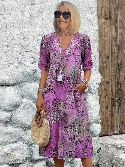Tess | Floral V-Neck Cotton Shift Sun Dress