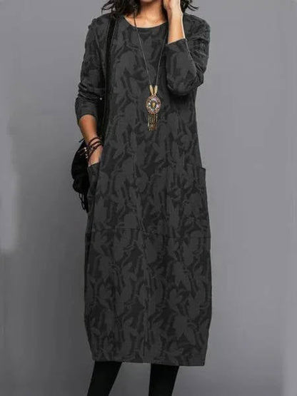 Cosy Long Sleeve Midi Dress With Pockets