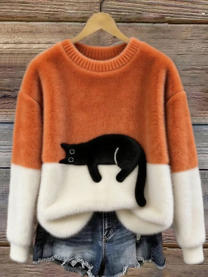 Ines | Cat Motif Wool-Mix Knit Sweater