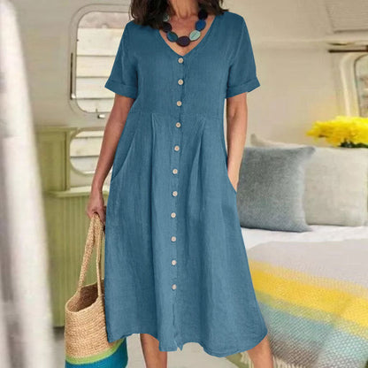 Button-Front Summer Dress For Women