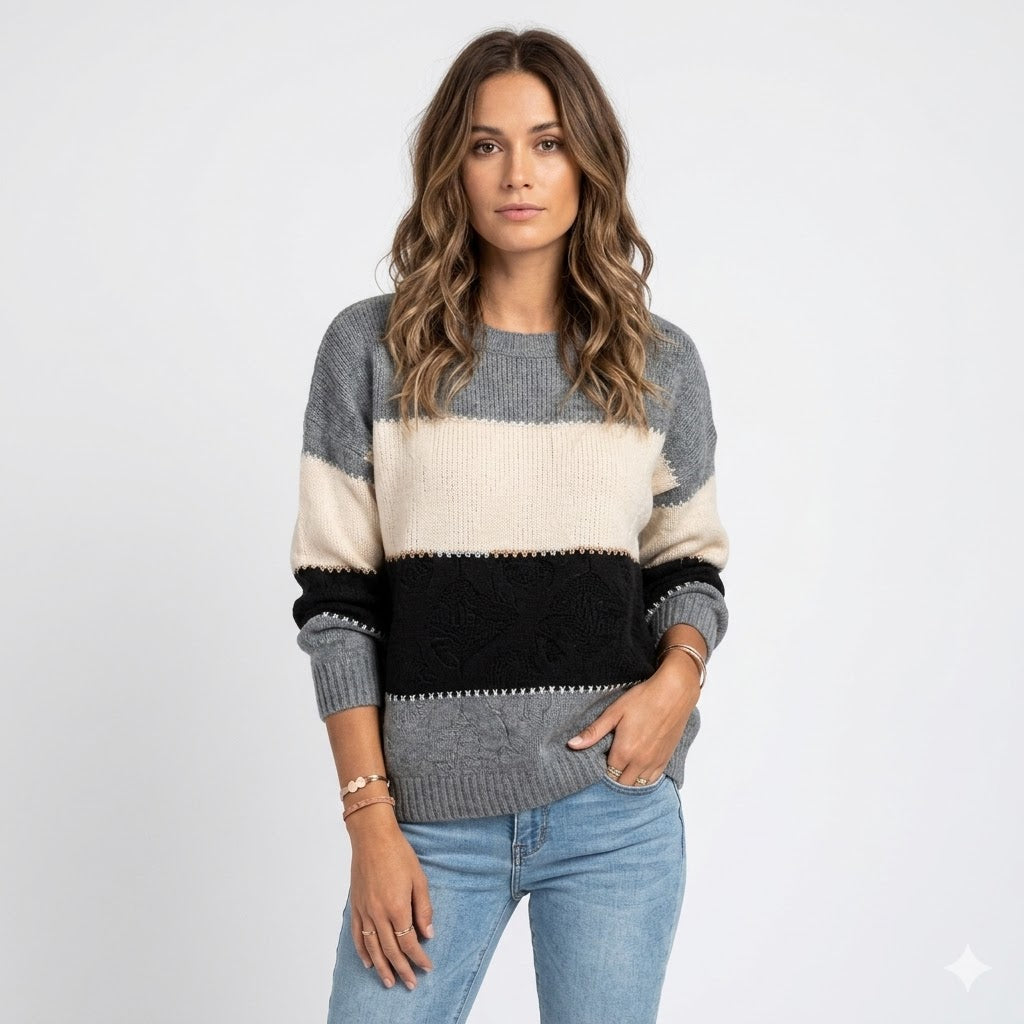 Elise | Colour Block Knit Sweater