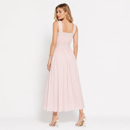 Naeva | Women's Lace Trim Chiffon Midi Dress