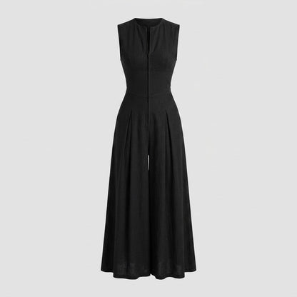 Sleeveless Wide-Leg Zip Jumpsuit | Effortless One-Piece for Women