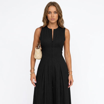 Sleeveless Wide-Leg Zip Jumpsuit | Effortless One-Piece for Women