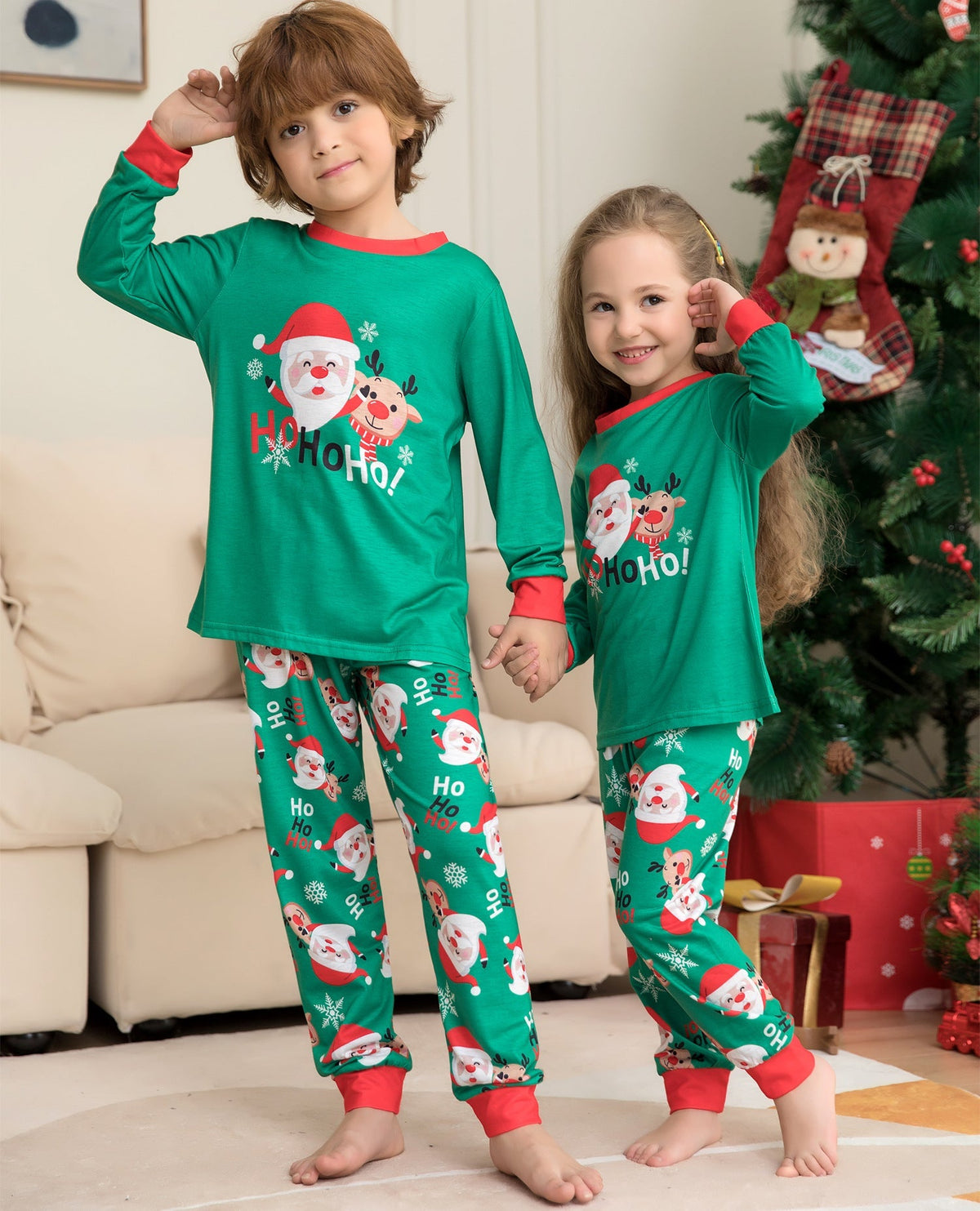 Hawthorn | Christmas Pyjamas Reindeer Print Red Cuffs