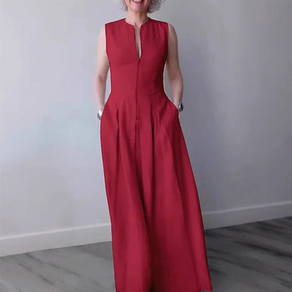 Sleeveless Wide-Leg Zip Jumpsuit | Effortless One-Piece for Women