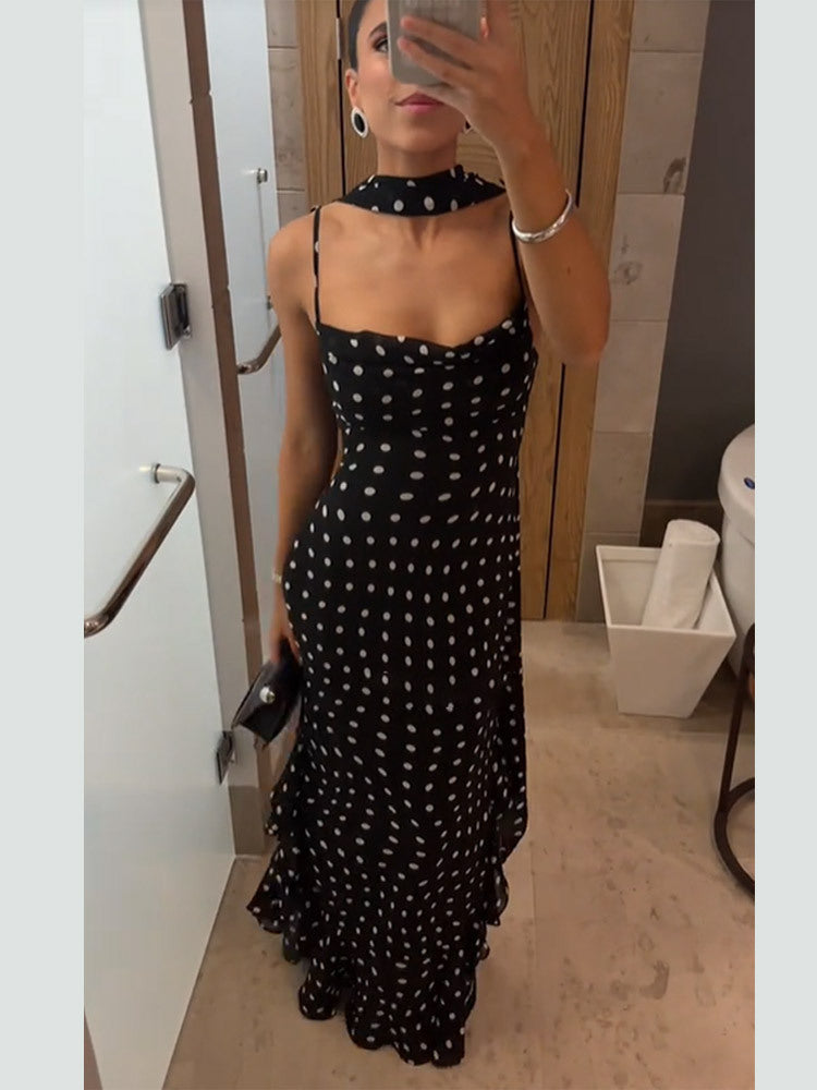 Elegant Polka Dot Maxi Dress For Women