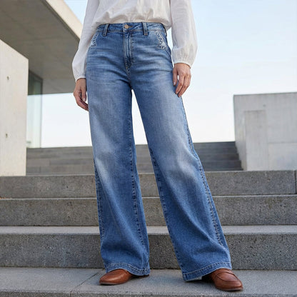 Petra | Retro High Waisted Wide Leg Jeans