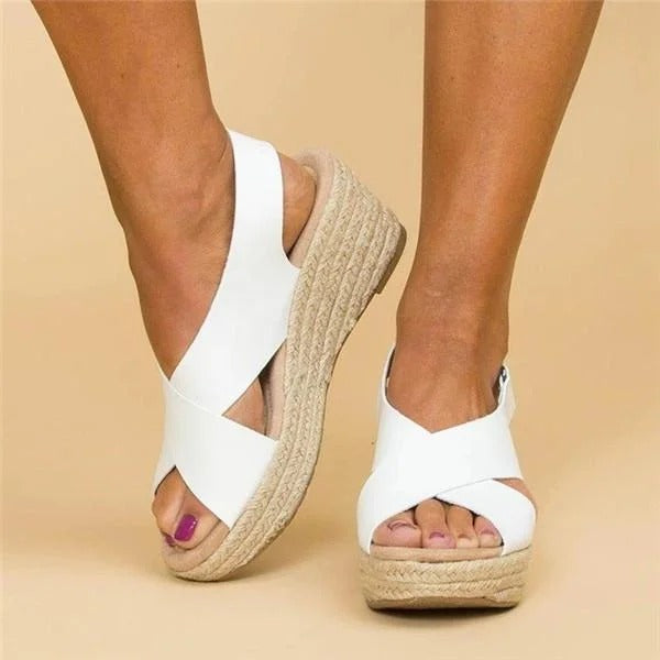Women's Orthopedic Wedge Espadrille Cross-Strap Sandals