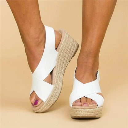 Monika | Stylish Wedge Sandals with Cross Straps