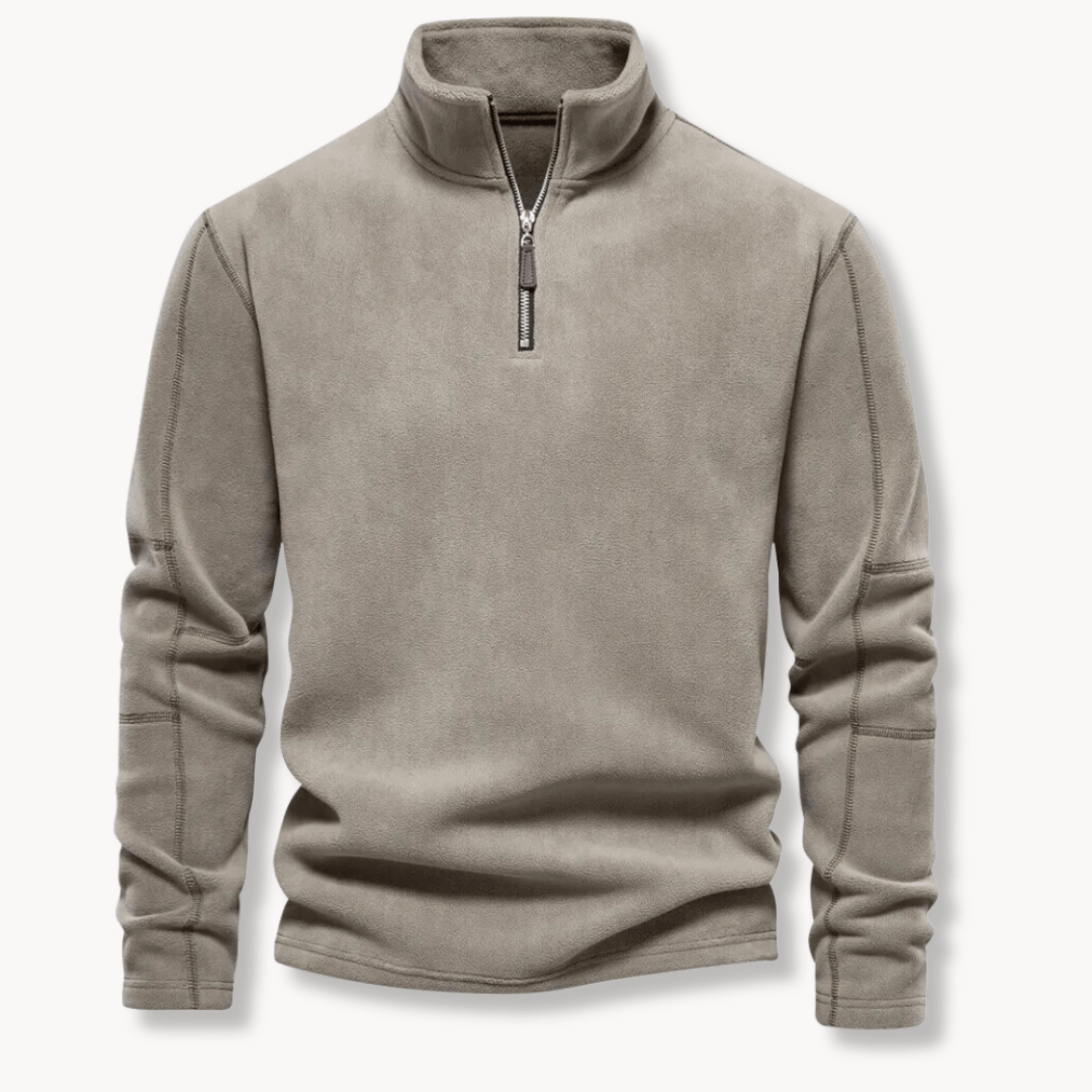 Wystan | Half Zip Stand Collar Pullover Panelled Sleeves