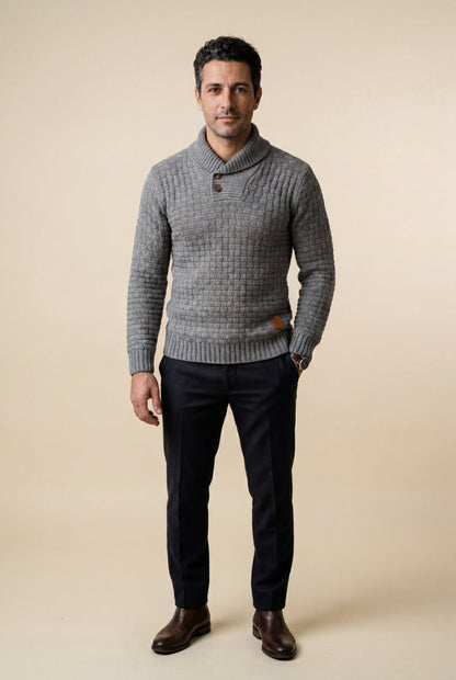 Reid | Men's Basketweave Shawl Collar Sweater