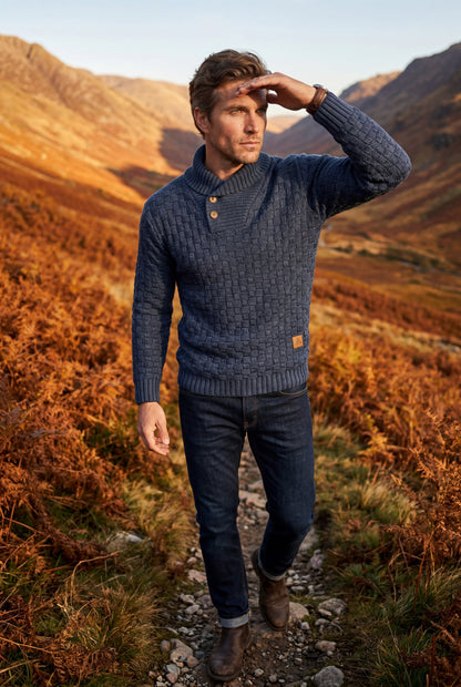 Reid | Men's Basketweave Shawl Collar Sweater