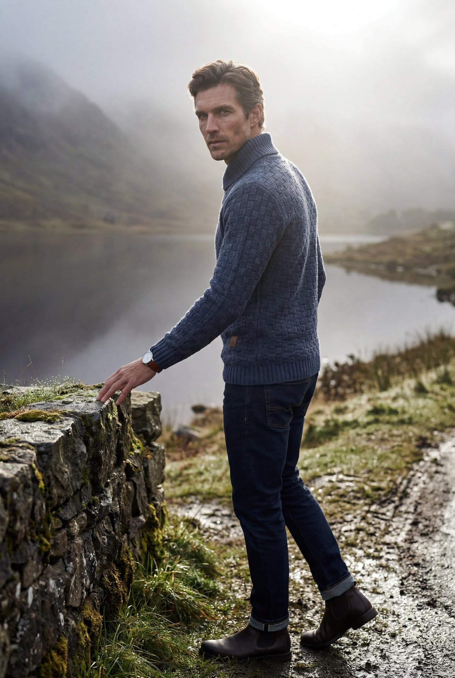 Reid | Men's Basketweave Shawl Collar Sweater