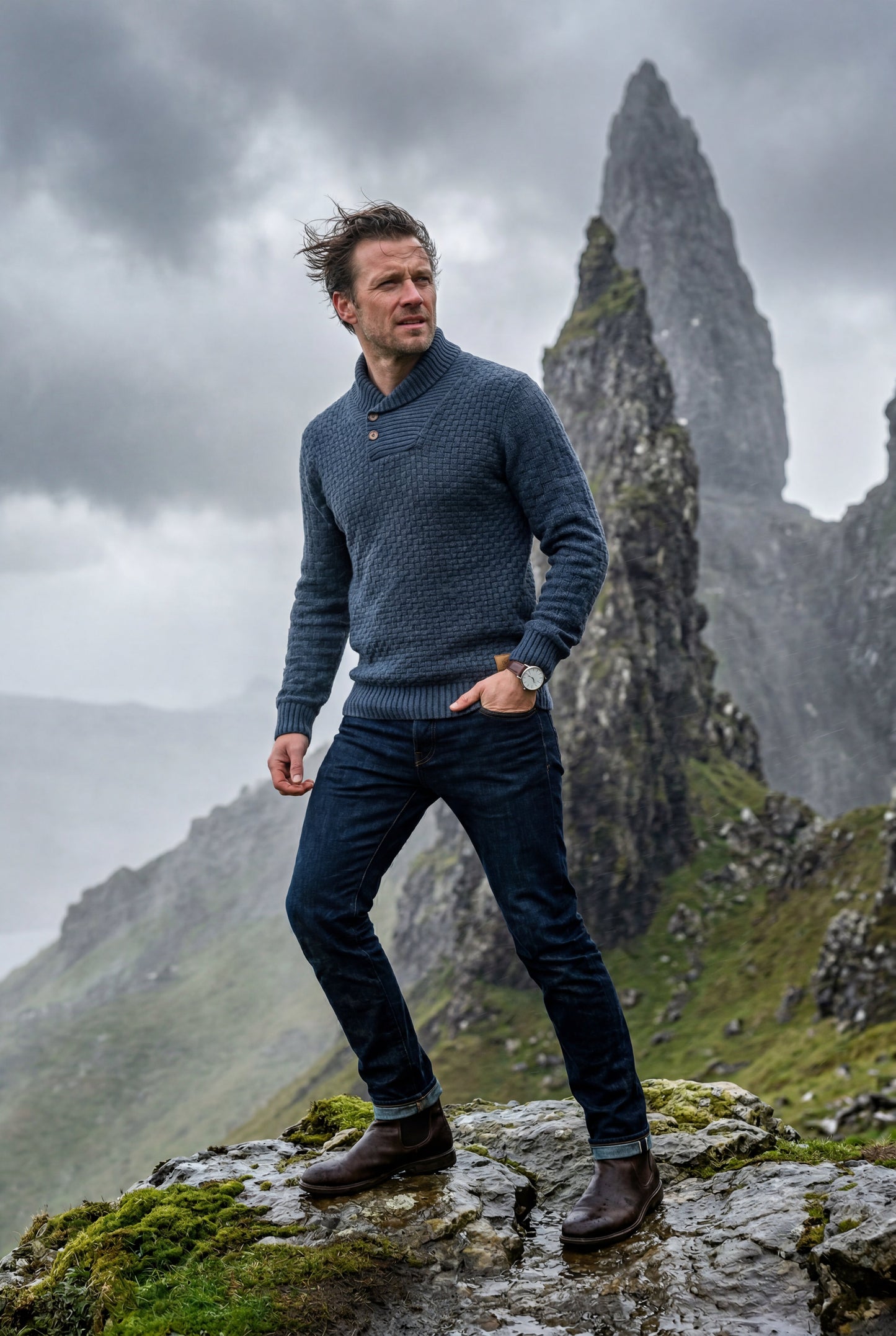 Reid | Men's Basketweave Shawl Collar Sweater
