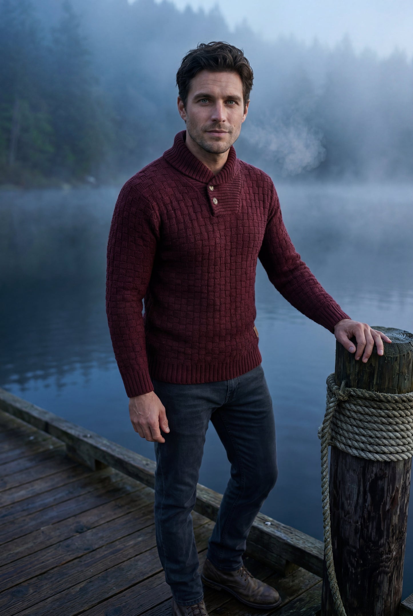 Reid | Men's Basketweave Shawl Collar Sweater