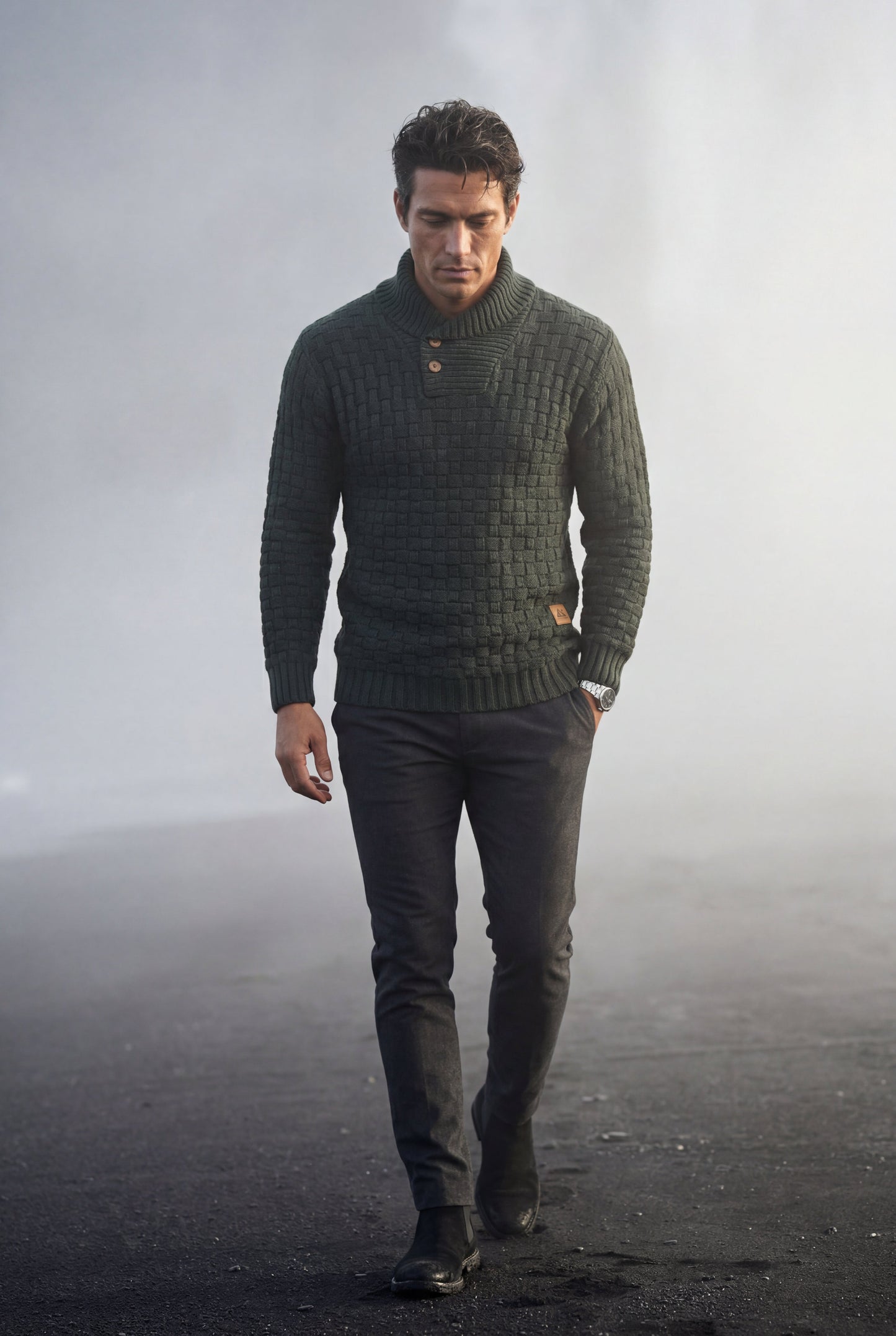 Reid | Men's Basketweave Shawl Collar Sweater