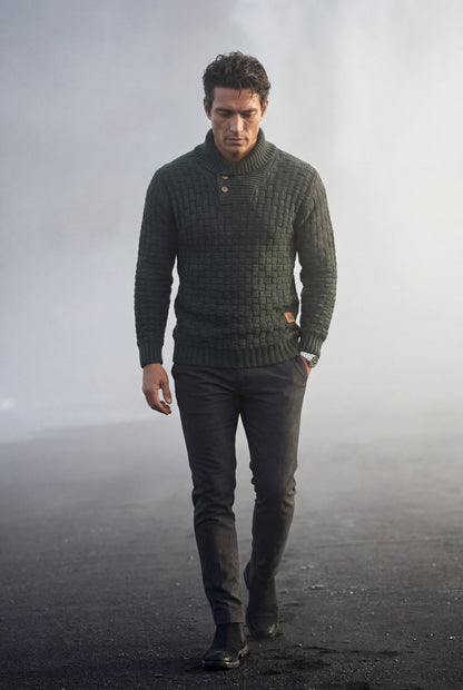 Reid | Men's Basketweave Shawl Collar Sweater