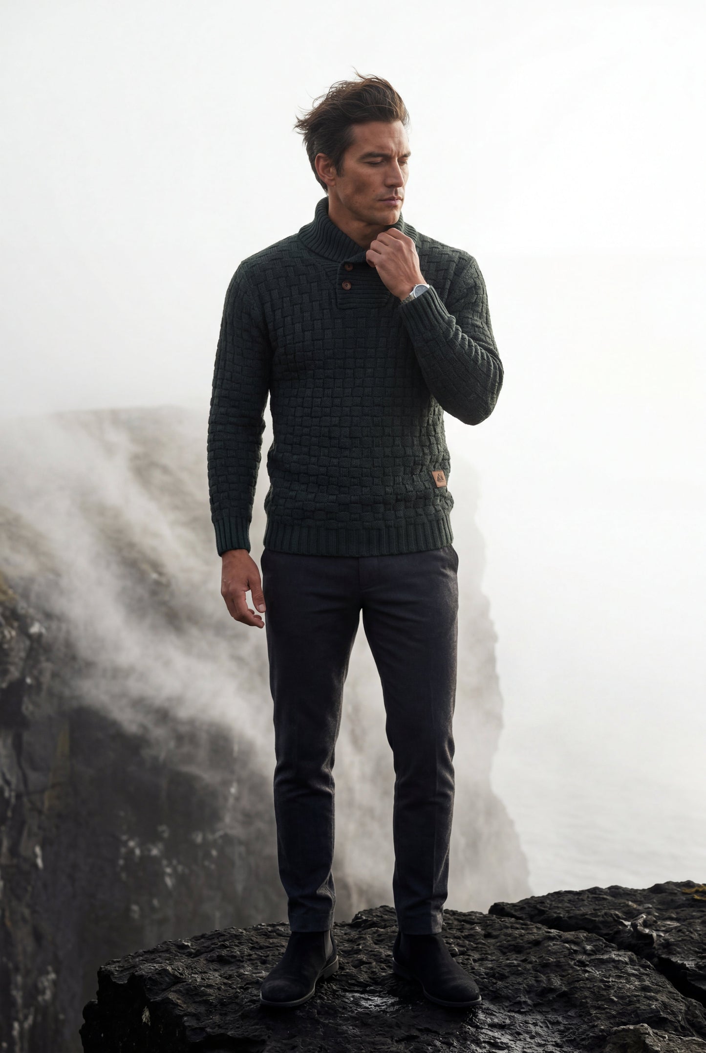 Reid | Men's Basketweave Shawl Collar Sweater