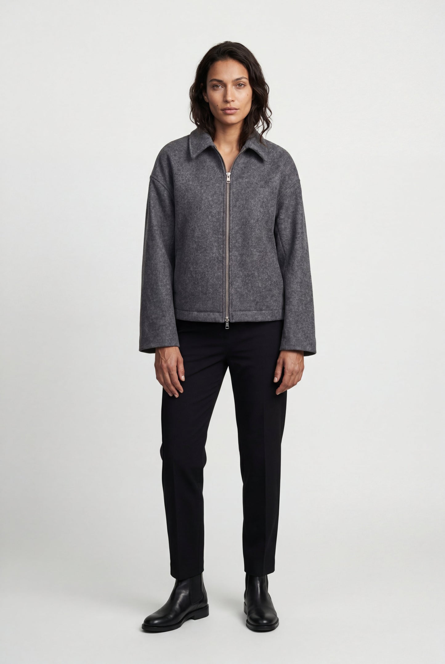 Vera | Women's Minimal Zip Jacket, Boxy Structured