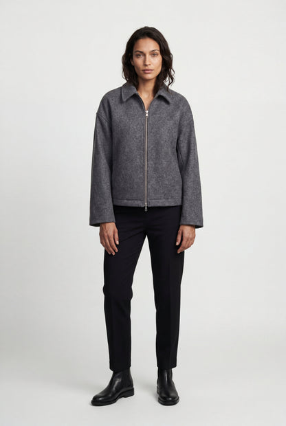 Vera | Women's Minimal Zip Jacket, Boxy Structured