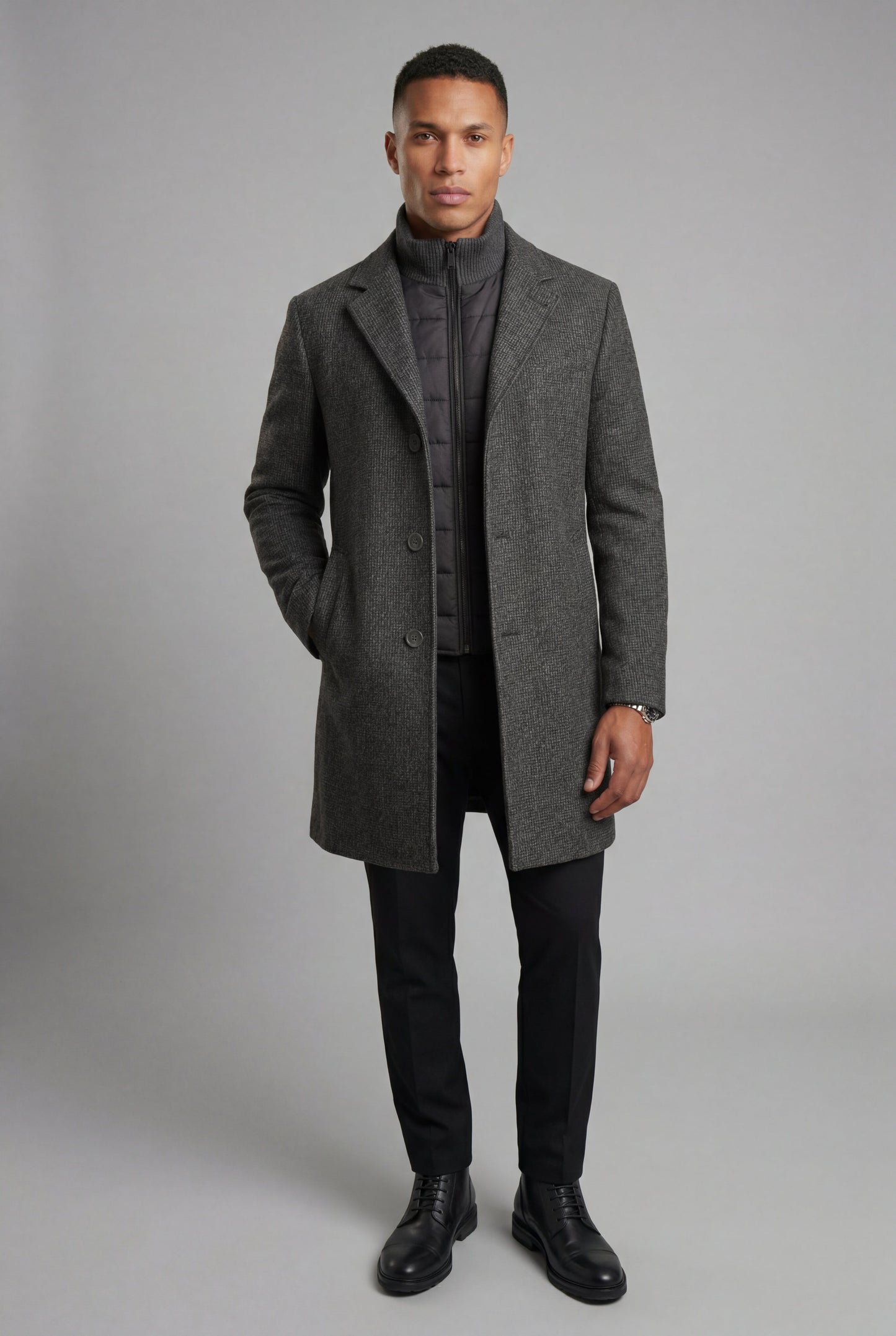 Theo | Men's Tailored Wool-Blend Coat, Notched Lapel