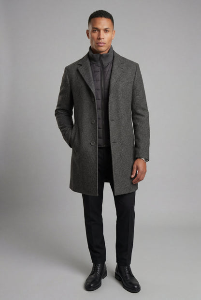 Theo | Men's Tailored Wool-Blend Coat, Notched Lapel