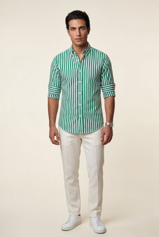 Luca | Men's Striped Long Sleeve Dress Shirt