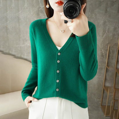 Joy | Women's V-Neck Button-Front Long Sleeve Cardigan