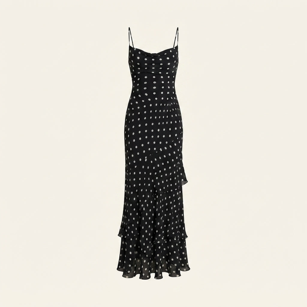 Elegant Polka Dot Maxi Dress For Women