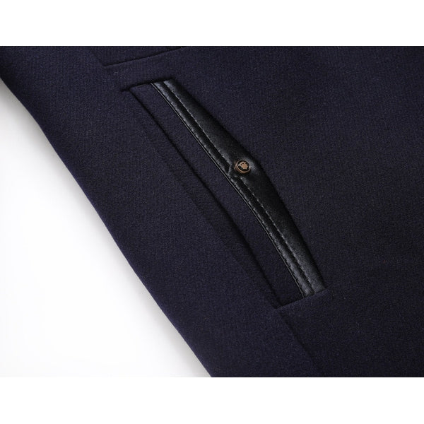 Alan | Men's Mandarin Collar Button Front Mid-Length Overcoat